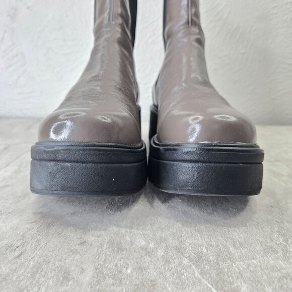 Vagabond Tara Platform Chelsea Boots 10 Gray Patent Leather Y2k Chunky Booties - Picture 3 of 12